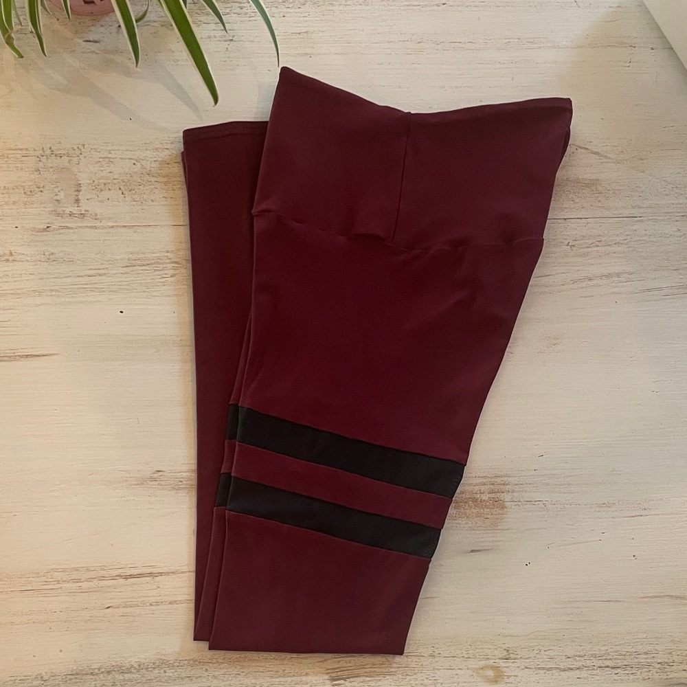 Handmade Leggings USA Burgundy and Black Women's Double-Lined Leggings